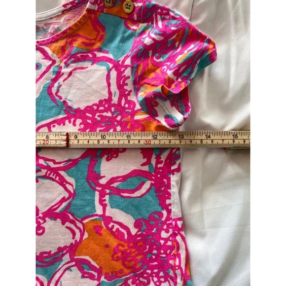 Lilly Pulitzer Girls Dress Size M (6-7) Colorful Floral Print Gold Button Detail - Picture 7 of 8